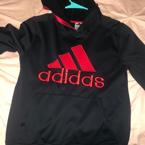 boys red adidas hoodie